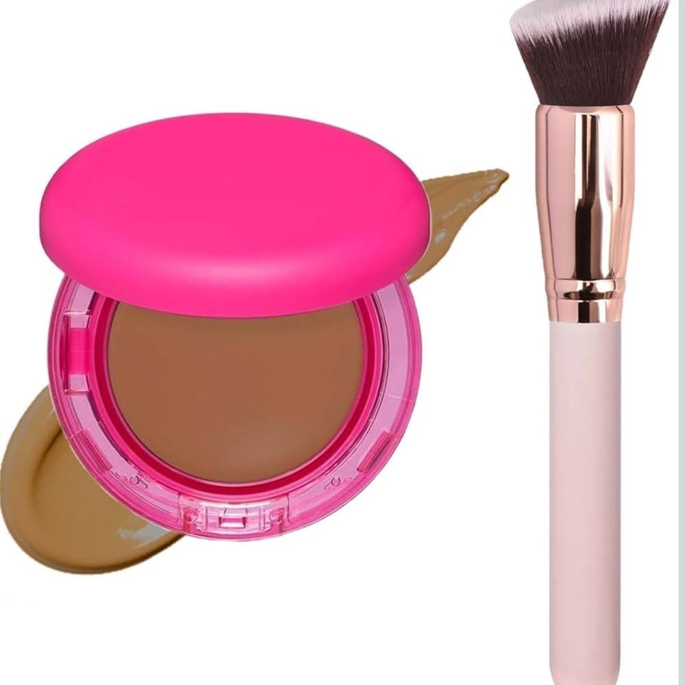 Vibrant Pink Compact Foundation/Contour with Brush
